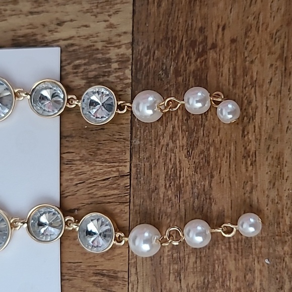 Isaac Mizrahi Faux Pearl & Rhinestone Dangle Earrings - Prom, Homecoming, Formal - Picture 7 of 11